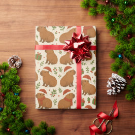 Papel De Regalo Capybaras en Navidades