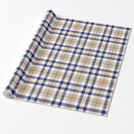 Papel De Regalo Caqui Azul Marino Burgundy Blanco XL Cuadros Tartá