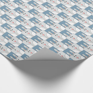 Papel De Regalo Cara de conejo de equipo - Gris y azul v2