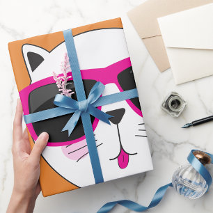 Papel De Regalo Cara de gato de Guay con gafas de sol rosadas lind