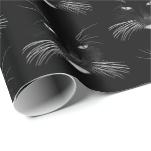 Papel De Regalo Cara de gato negro