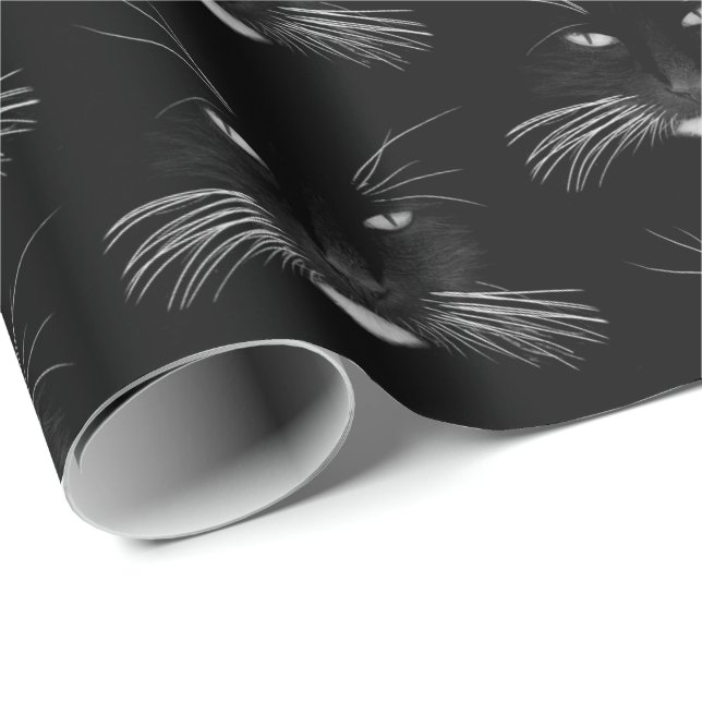 Papel De Regalo Cara de gato negro (Esquina del rollo)