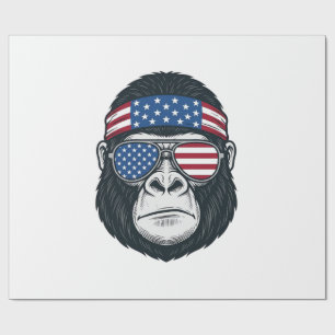 Papel De Regalo Cara de Gorila Patriótico Grabado Vintage Vector_1