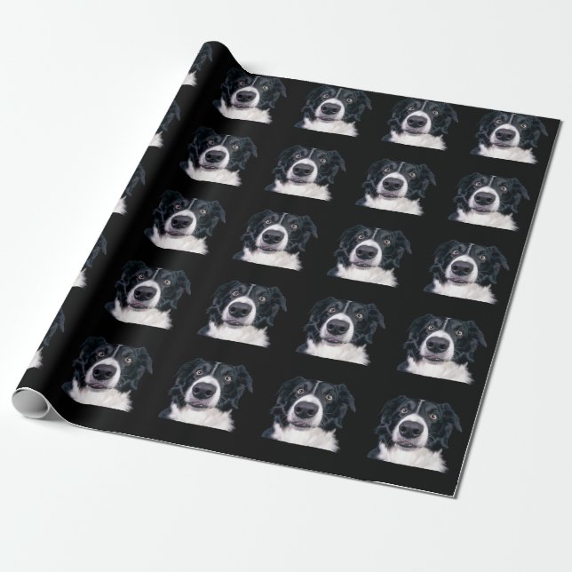 Papel De Regalo Cara de Perro Blanco y Negro (Desenrollado)