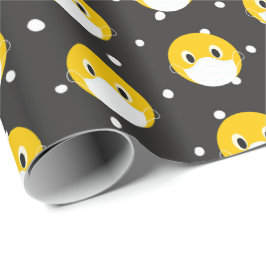 Papel De Regalo cara de sonrisa amarilla con máscara médica