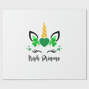 Papel De Regalo Cara de Unicornio Adorable Trébol Princesa Irlande