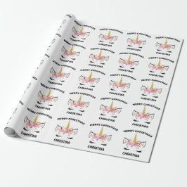Papel De Regalo Cara de Unicornio con Pestañas Nombre Personalizad