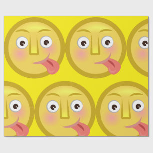 Papel De Regalo Cara divertida de Emoji con la lengua fuera