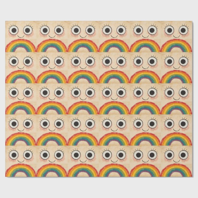 PAPEL DE REGALO CARA FELIZ ARCOÍRIS (Superficie plana)