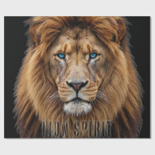 Papel De Regalo Cara Majestuosa de León con Ojos Azules Animal S
