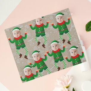 Papel De Regalo Cara Personalizada Divertida De Elfos De Papá Noel