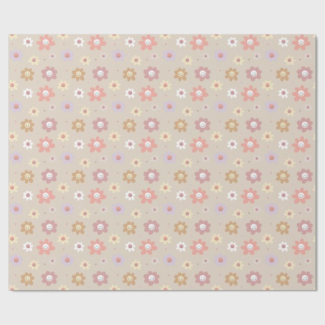 Papel de Regalo Cara Sonriente de Flores (Superficie plana)