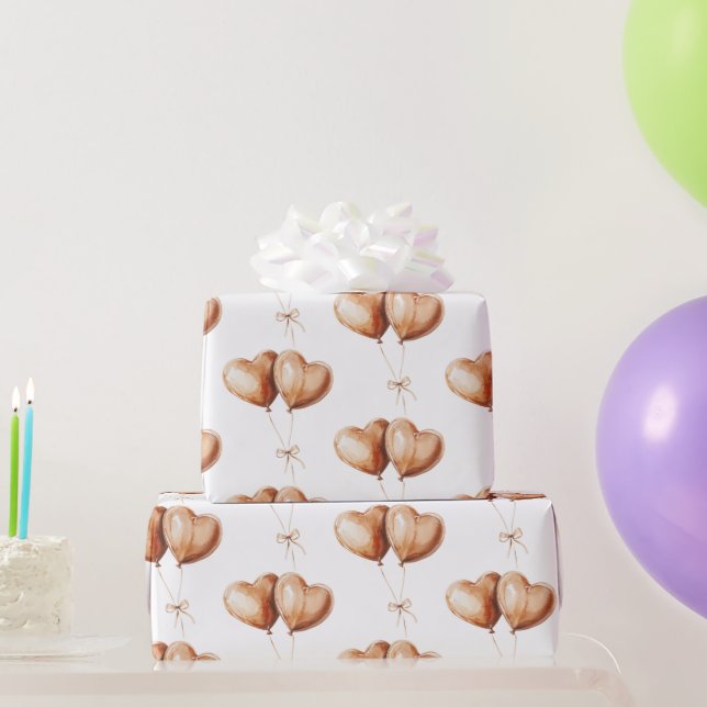 Papel De Regalo Caramel Heart Balloons Birthday (Regalos de fiesta)