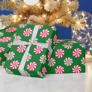 Papel De Regalo Caramelo de menta verde redondo de Navidad