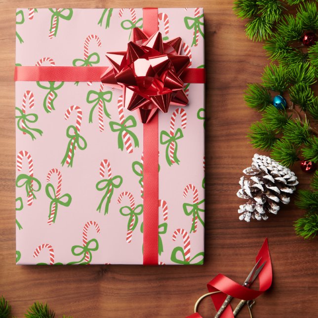 Papel De Regalo Caramelos Navideños Lindos Cañas de Navidad (Cute Christmas Candy Canes Xmas Holiday Wrapping Paper
)