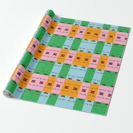 Papel De Regalo Caras de bloques de monstruo sonrientes