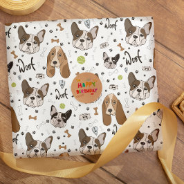 Papel De Regalo Caras de perro huesos y patas patrón sin fisuras