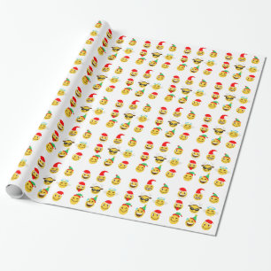 Papel De Regalo caras felices de emoji navideña