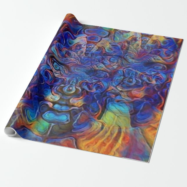 Papel De Regalo Caras fractales abstractas (Desenrollado)