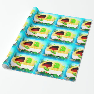 Papel De Regalo caravana minúscula del gitano de la casa