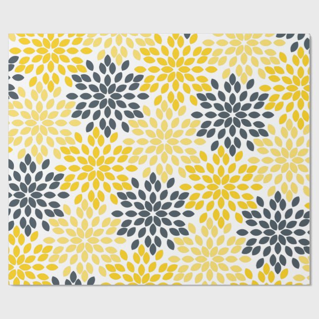 Papel De Regalo Carbón amarillo y gris de carbón vegetal moderno (Superficie plana)