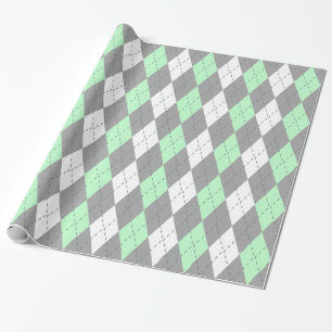 Papel De Regalo Carbón de menta Dk Gray Wht XL Argyle