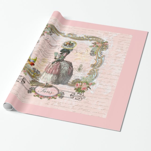 Papel De Regalo Carbón negro con traje Marie Antoinette (Desenrollado)