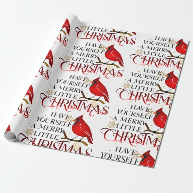 Papel De Regalo Cardenal de Merry Little Navidades (Desenrollado)