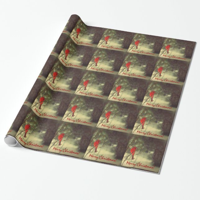 Papel De Regalo Cardenal de sexo masculino del día de fiesta (Desenrollado)