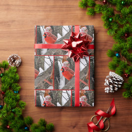 Papel De Regalo Cardenal navidad con Gorra de invierno