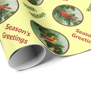 Papel De Regalo Cardenales Amarillos Macho y Hembra