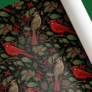 Papel De Regalo Cardenales de Navidades oscuros y amorosos