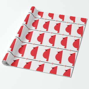 Papel De Regalo Cardenales retro con bayas