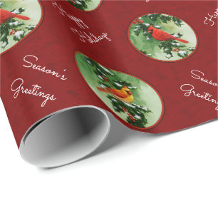 Papel De Regalo Cardenales rojos macho y hembra