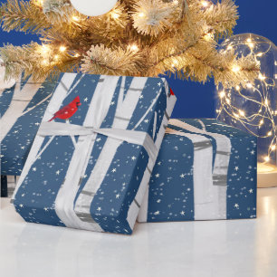 Papel De Regalo Cardenales y lechuzas nevadas en Birch