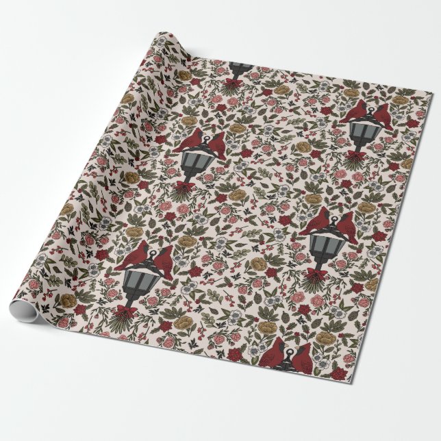 Papel De Regalo Cardenales y velas (Desenrollado)