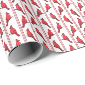 Papel De Regalo Cardinal Bird Stripes Wrapping Paper