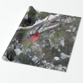 Papel De Regalo Cardinal Snow Pine Tree Photo