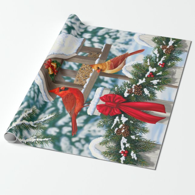 Papel De Regalo Cardinals Navidades (Desenrollado)