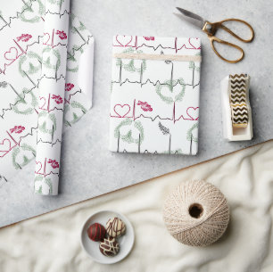 Papel De Regalo Cardiograma con corazón.