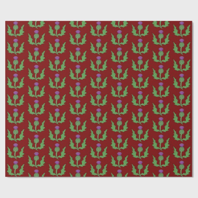 Papel De Regalo Cardo (sobre rojo) (Superficie plana)