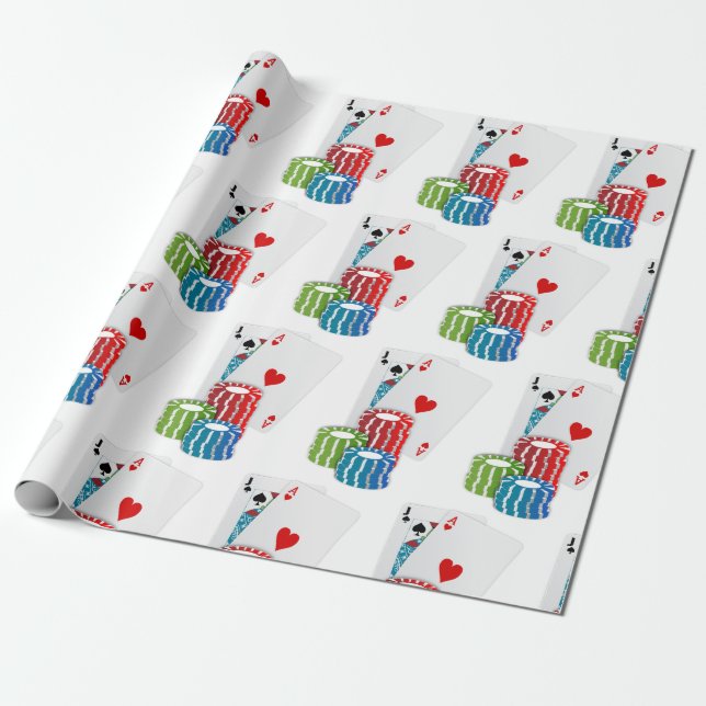 Papel De Regalo Cards Casino Gambling Poker Chips Las Vegas (Desenrollado)