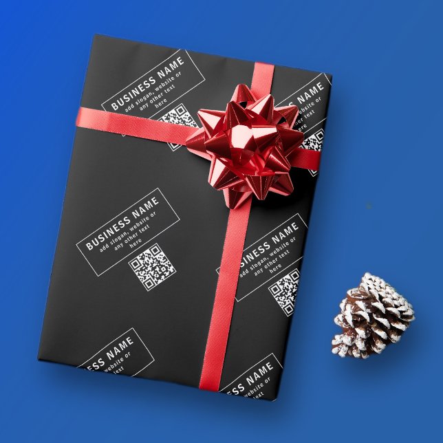 Papel De Regalo Cargar código QR o logotipo | Negro moderno (Subido por el creador)