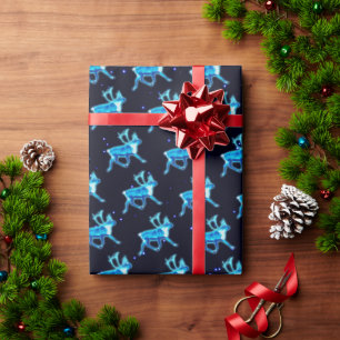 Papel De Regalo Caribú azul (reno)