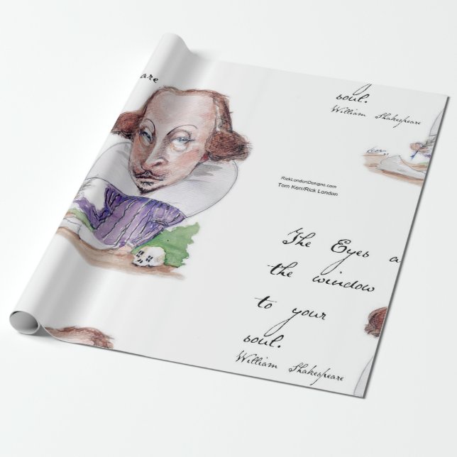 Papel De Regalo Caricatura de Shakespeare y cita de la tentación (Desenrollado)