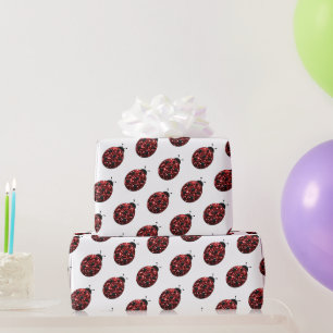Papel De Regalo Cariñosa mariquita brillo destellos rojo patrón en
