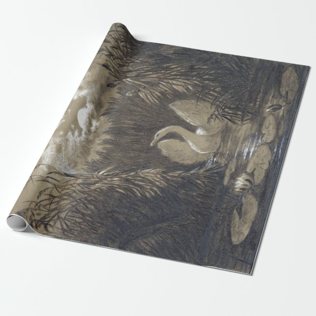 Papel De Regalo Carl Gustavo Carus un cisne entre las cañas (Desenrollado)