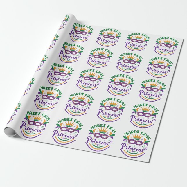 Papel De Regalo Carnaval de Chicas princesas cutas de Mardi Gras (Desenrollado)
