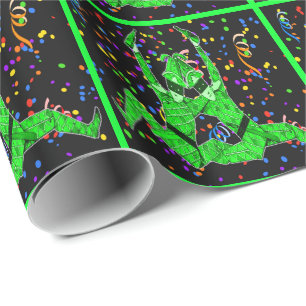 Papel De Regalo Carnaval de Mardi Gras Jesters verdes con confetti