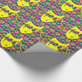 Papel De Regalo Carnaval de Mardi Gras Máscara Amarilla Sobre Diam